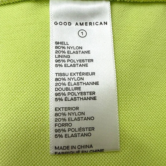 Good American Lime Green Zip Front Crop Top Short Sleeve Size 1 Small  NWT - Picture 4 of 6
